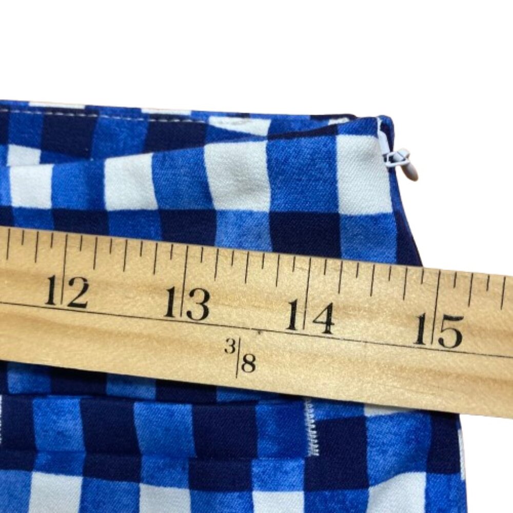 Talbots Chatham Slim Ankle Pants, Blue and White Cotton Gingham Pockets, size 2 - Picture 7 of 10